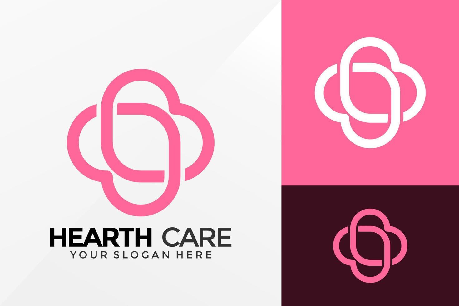 design de logotipo de cuidados com o coração, vetor de logotipos de identidade de marca, logotipo moderno, modelo de ilustração vetorial de designs de logotipo