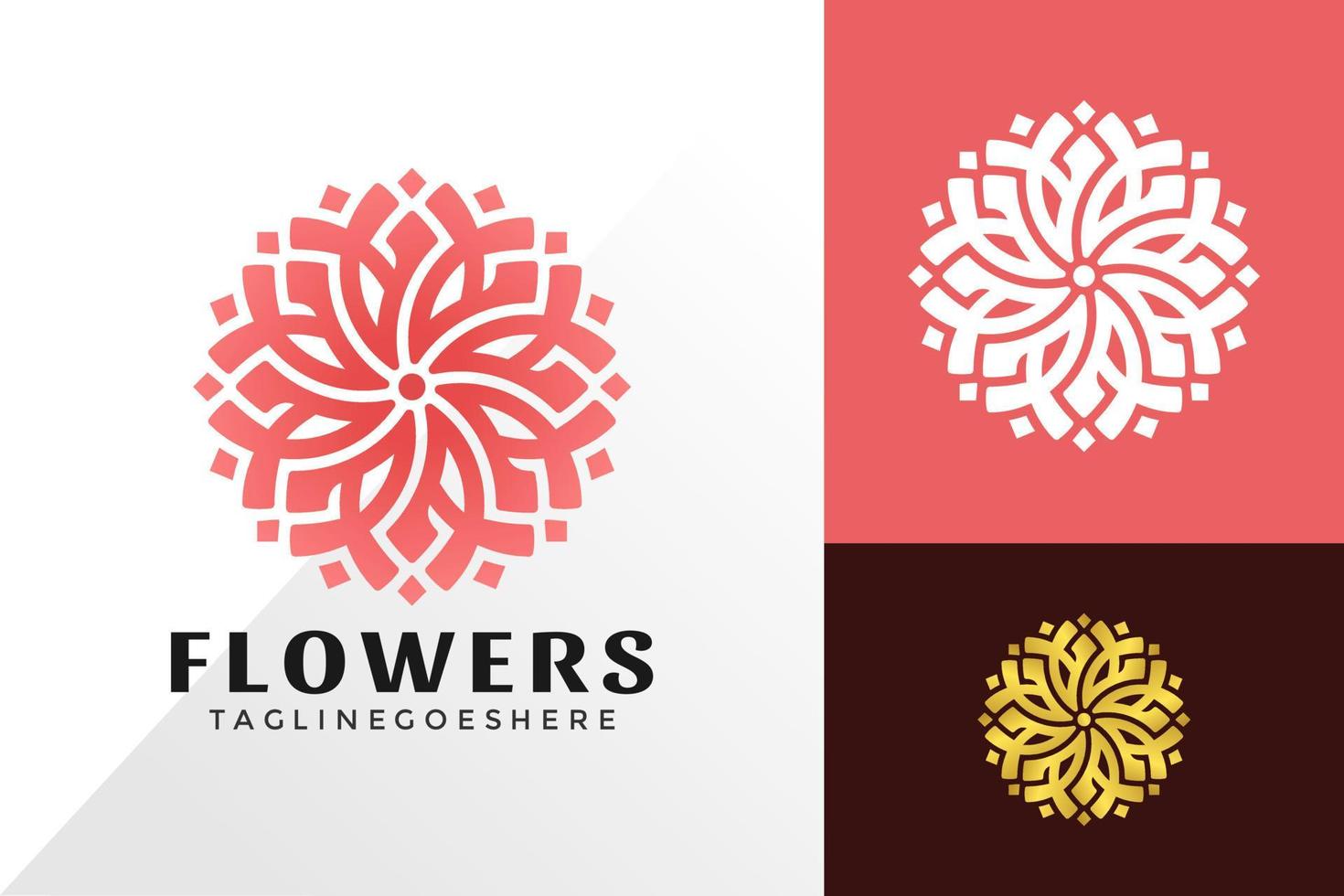 design de logotipo de flor mandala dourada, conceito de design de logotipos criativos para modelo vetor