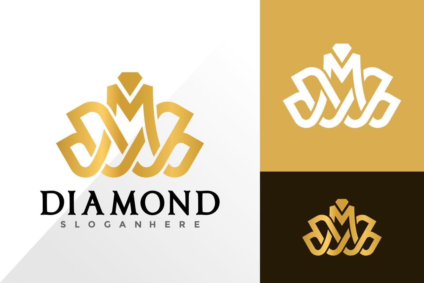 letra m logotipo da loja de diamantes e conceito de vetor de design de ícone para modelo