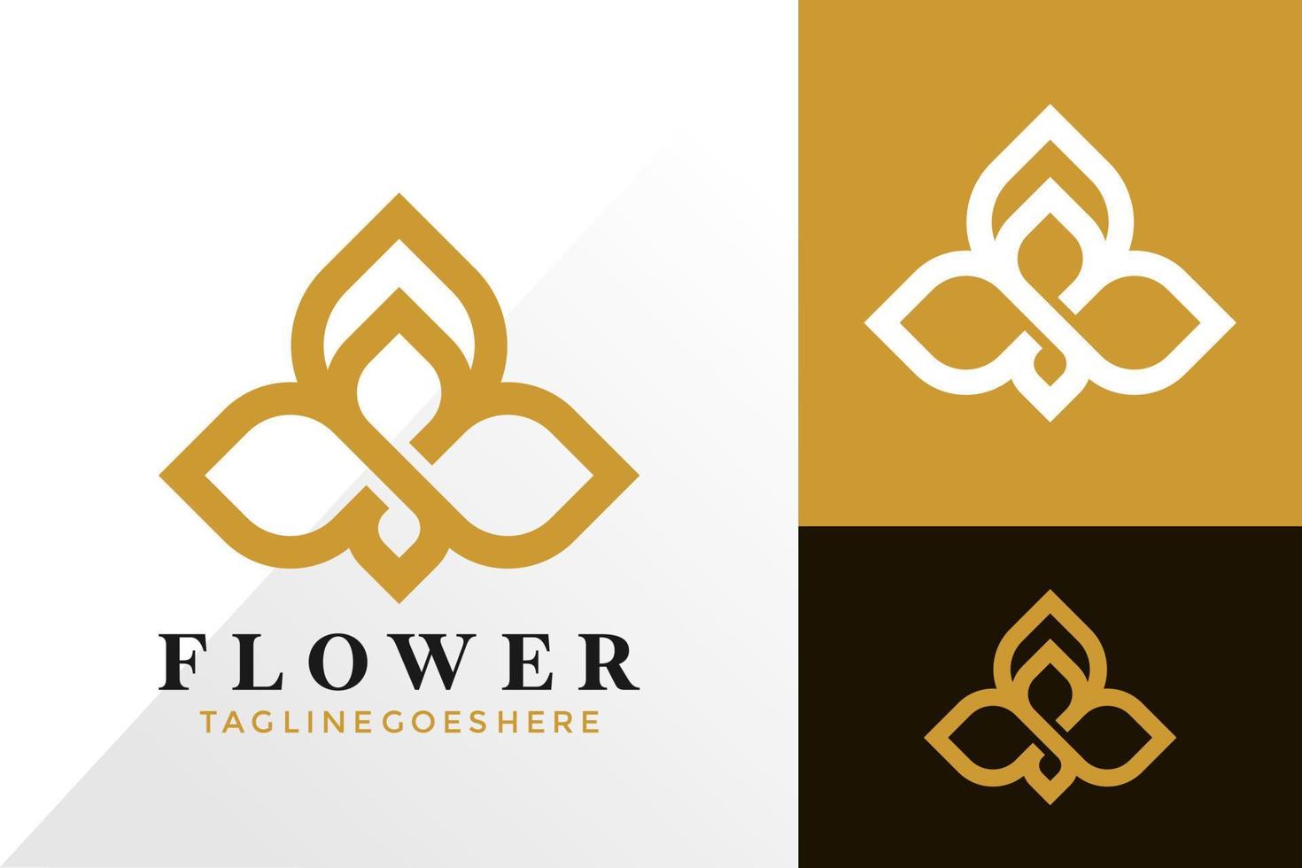 design de logotipo criativo de flor de lótus dourada, conceito de design de logotipos abstratos para modelo vetor