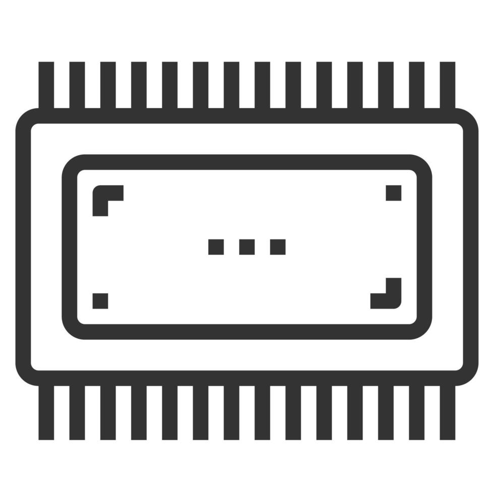 vetor de ícone de linha de chip de computador.