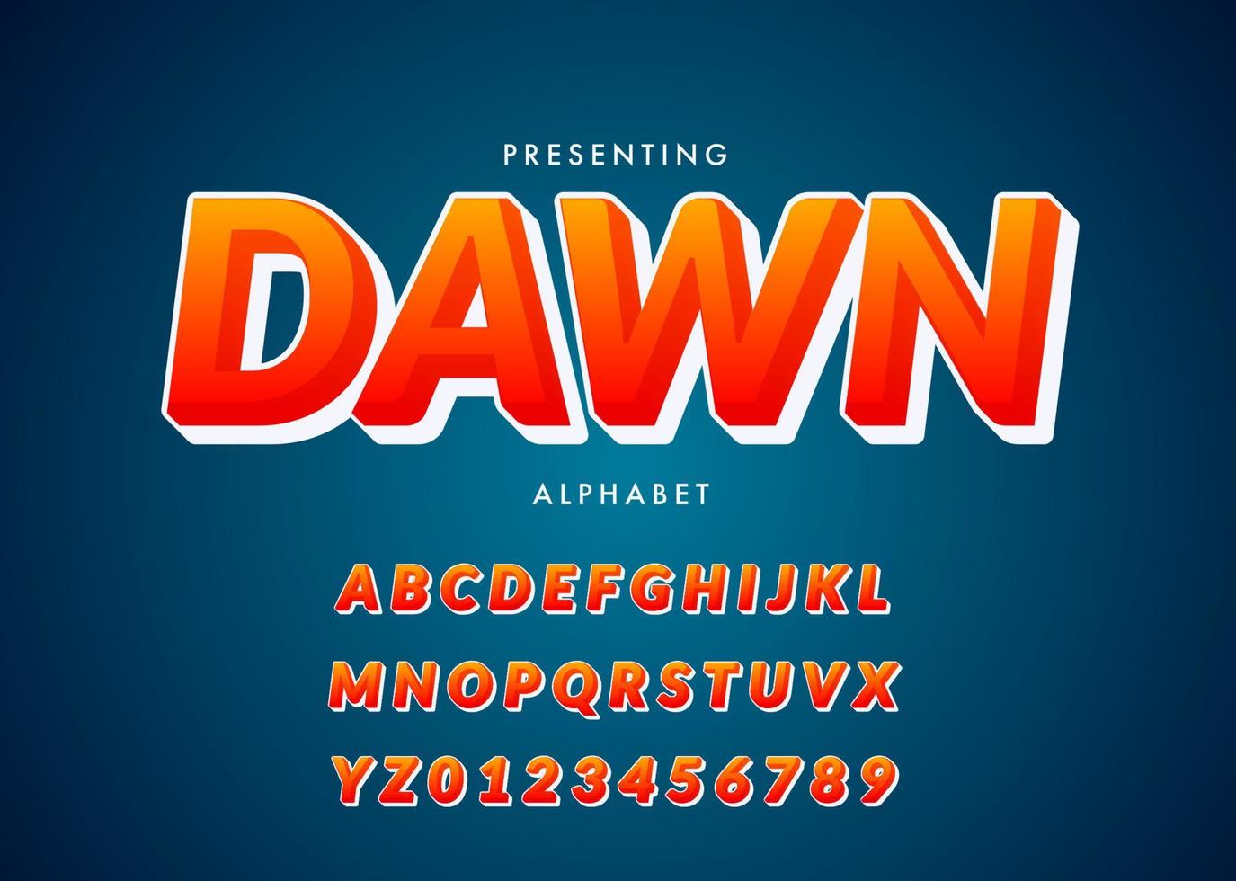 conjunto de letras e números do alfabeto estilo pop art com efeito extrusão 3D vetor