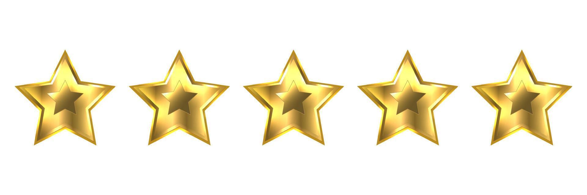 ícone de vetor de classificação de cinco estrelas