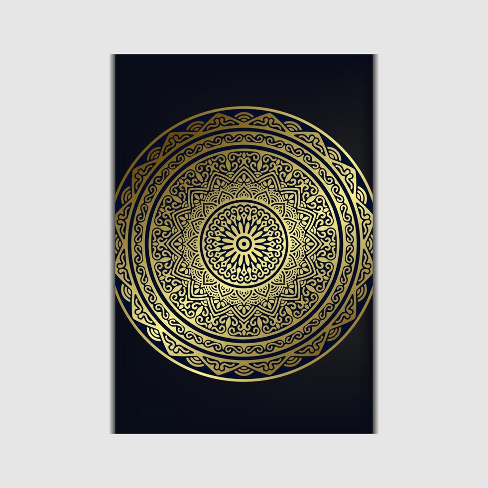 Fundo ornamentado de mandala de ouro de luxo para convite de casamento, capa de livro vetor