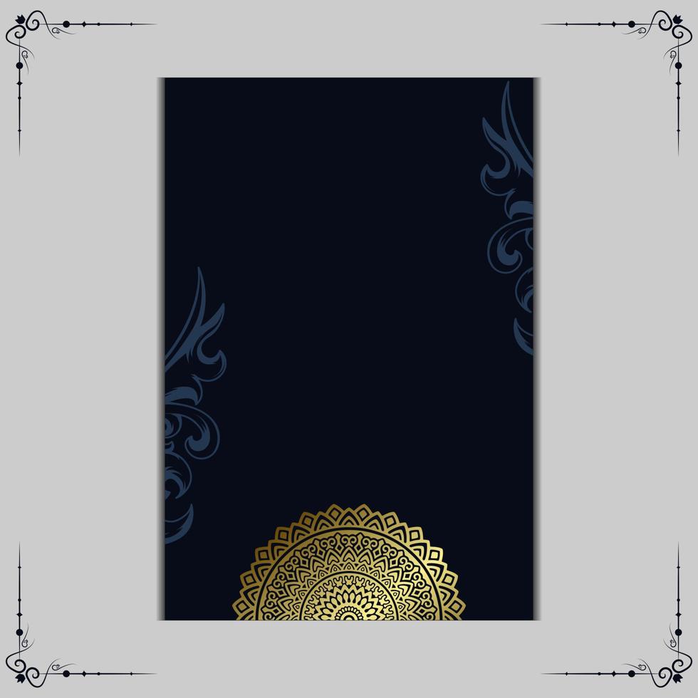 Fundo ornamentado de mandala de ouro de luxo para convite de casamento, capa de livro vetor