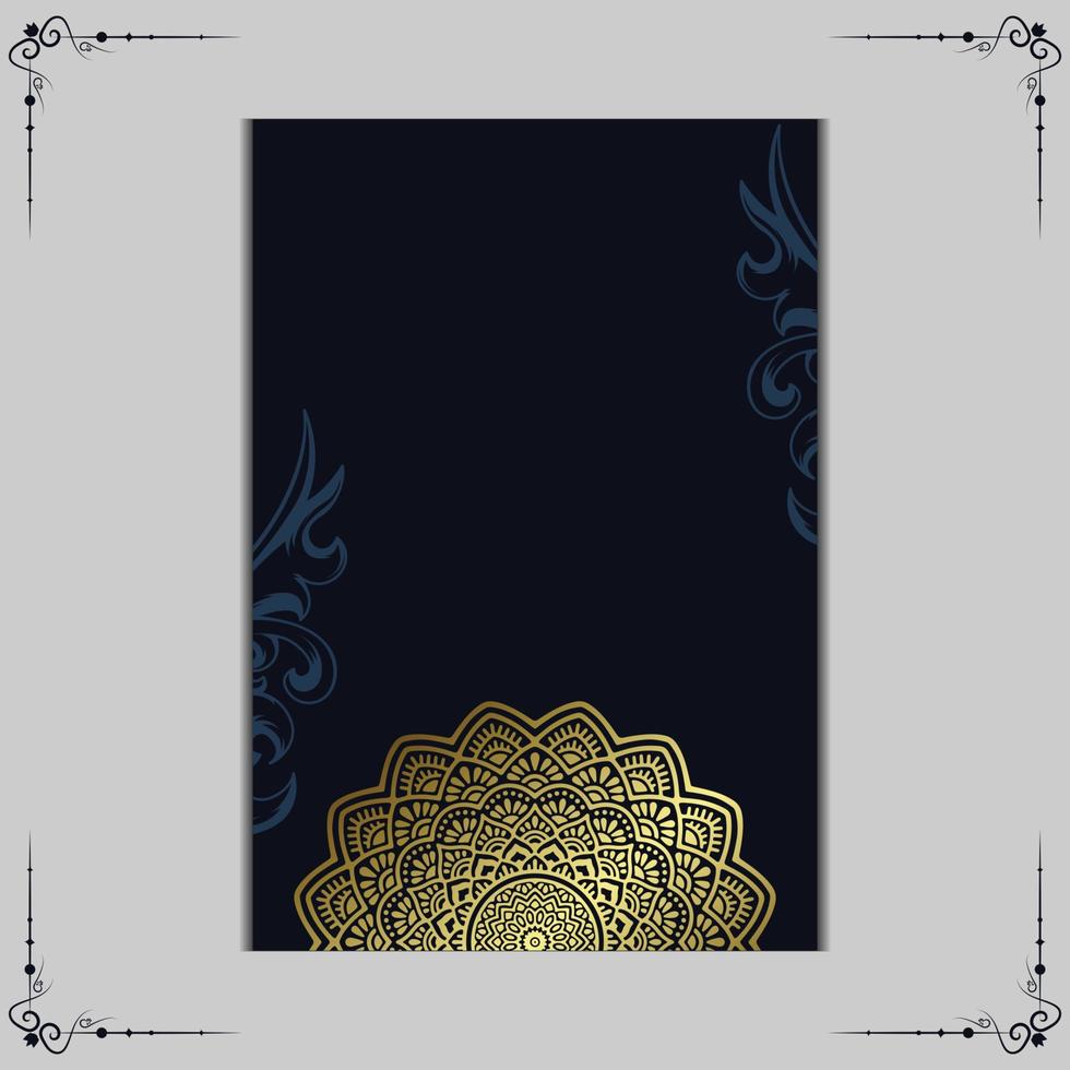 Fundo ornamentado de mandala de ouro de luxo para convite de casamento, capa de livro vetor