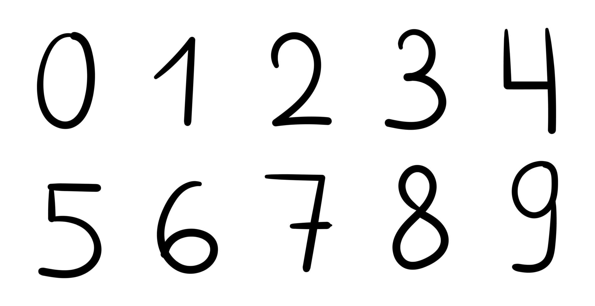 numerais árabes elegantemente desenhados de 0 a 9 - vetor