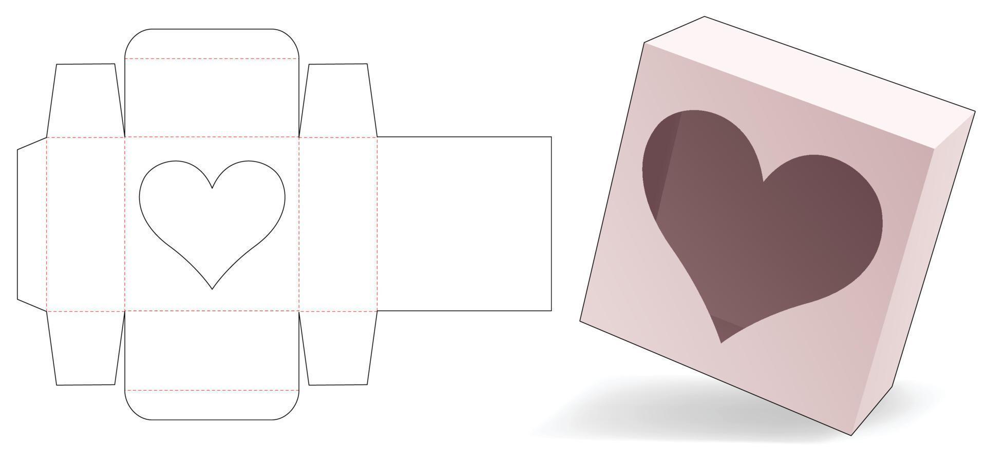 modelo de caixa simples com janela de coração recortado vetor