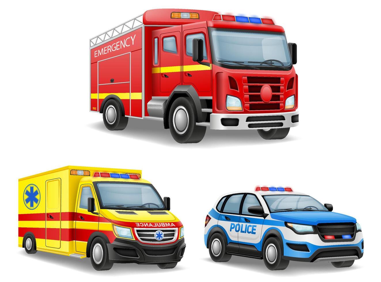 automóvel do vários emergência e resgate Serviços carro ilustração isolado em branco fundo vetor