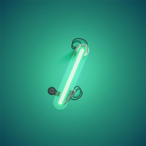 Personagem de néon verde realista com fios e console de um fontset, ilustração vetorial vetor