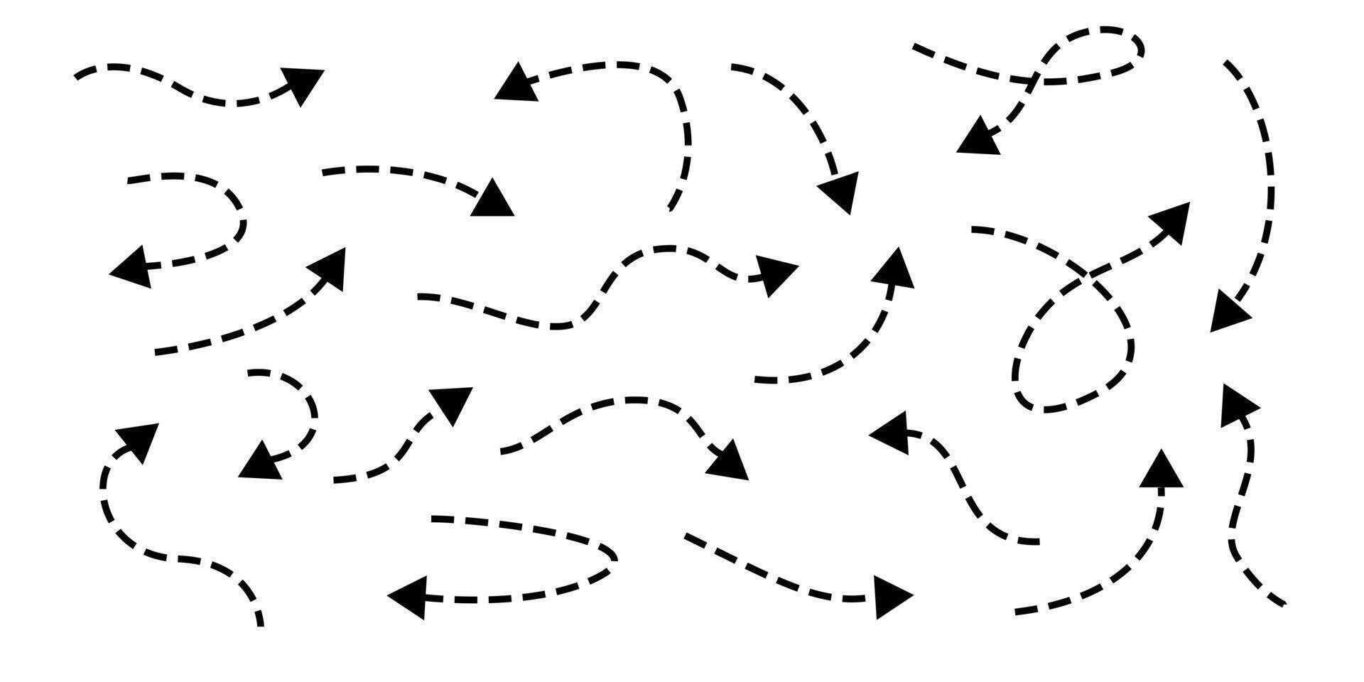 mão desenhado apontando seta definir. esboço seta vetor