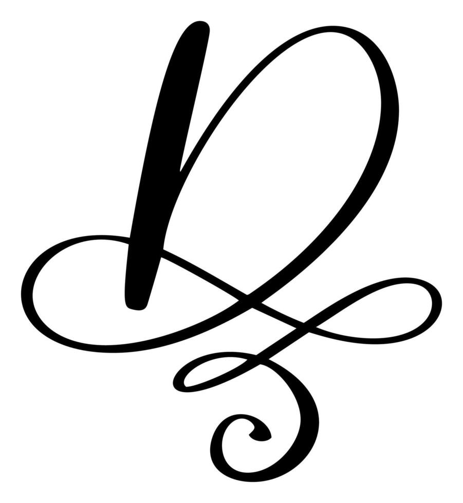 mão desenhado caligrafia carta d. roteiro Fonte logotipo. escrito a mão escova estilo florescer vetor