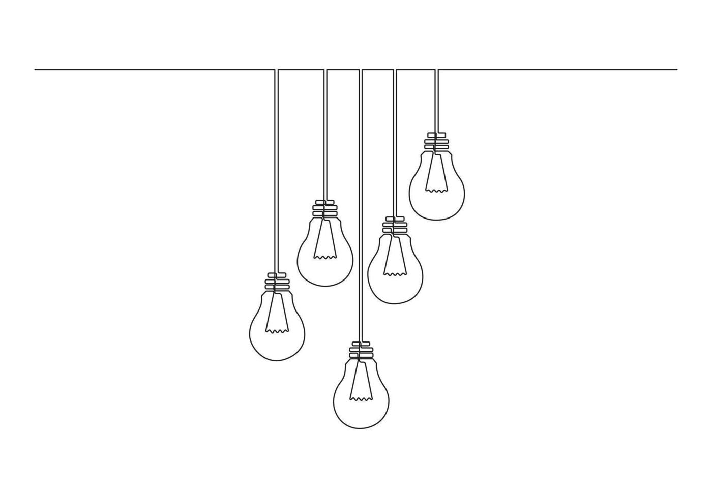 contínuo 1 linha desenhando do pêndulo luz lâmpadas oscilante bater de outros lâmpadas logotipo rótulo pró ilustração vetor