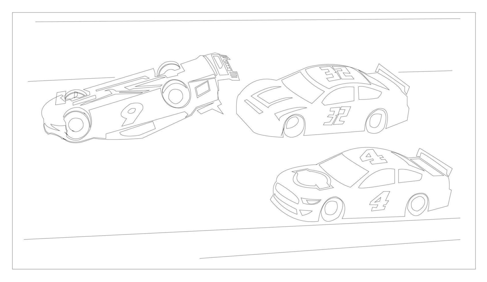 desenho de ilustração de uma imagem de carro de corrida da Nascar vetor