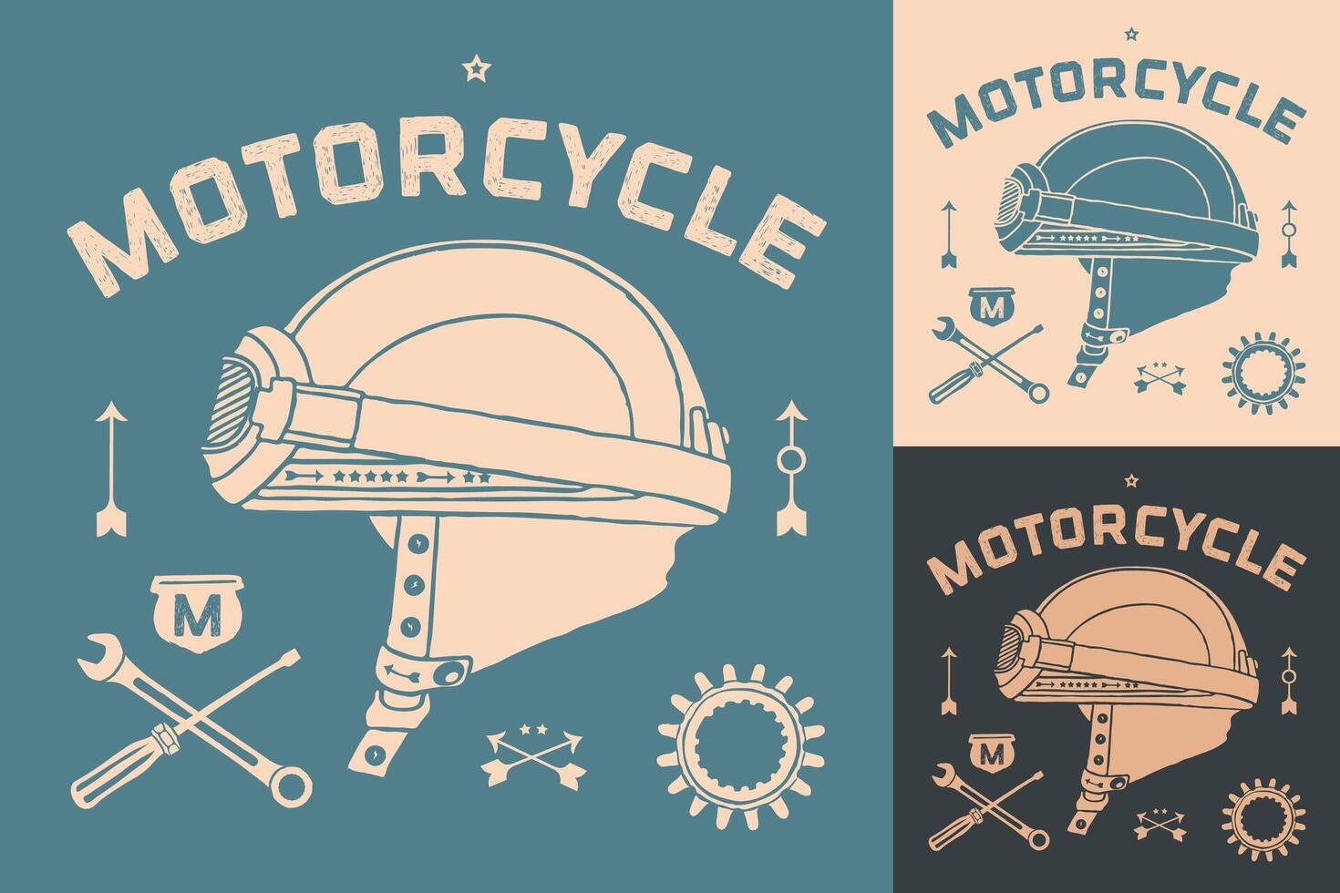 poster do vintage raça motocicleta capacete. retro velho escola definir. ilustração. vetor