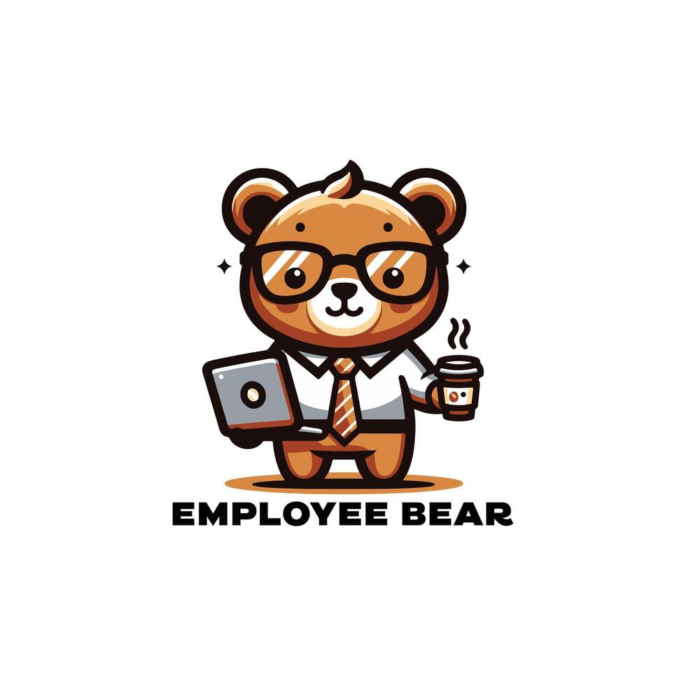 Urso empregado ilustração, logotipo, ícone, silhueta Projeto Preto e branco vetor