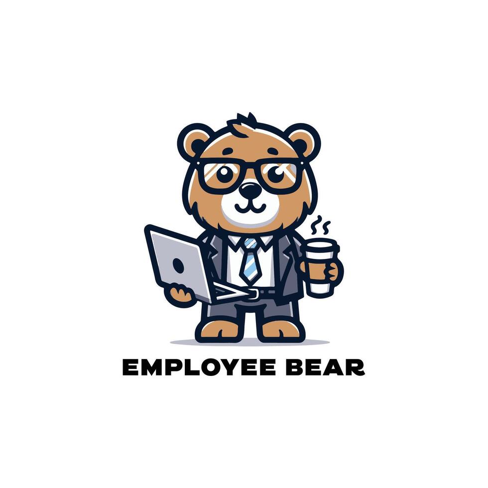 Urso empregado ilustração, logotipo, ícone, silhueta Projeto Preto e branco vetor