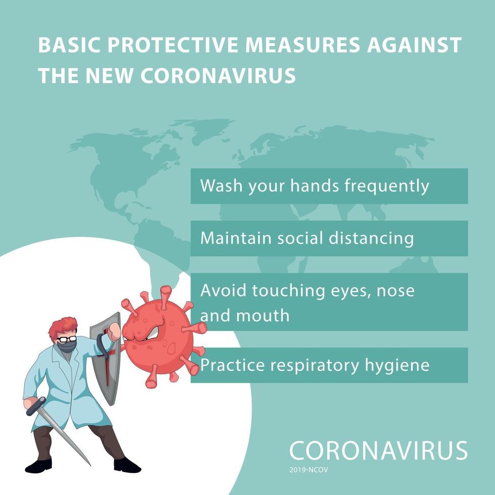 infográfico sobre proteção básica para prevenir o vírus covid-19 vetor