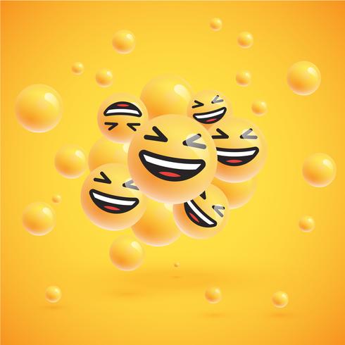 Um grupo altamente detalhado de emoticons em um fundo amarelo, ilustração vetorial vetor