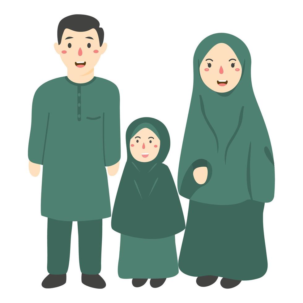 vetor de desenho animado de família árabe muçulmana