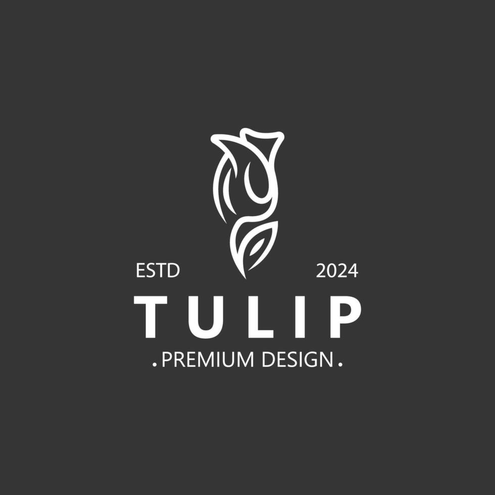 tulipa flor logotipo com folhas projeto, adequado para moda, beleza spa e boutique emblema o negócio vetor