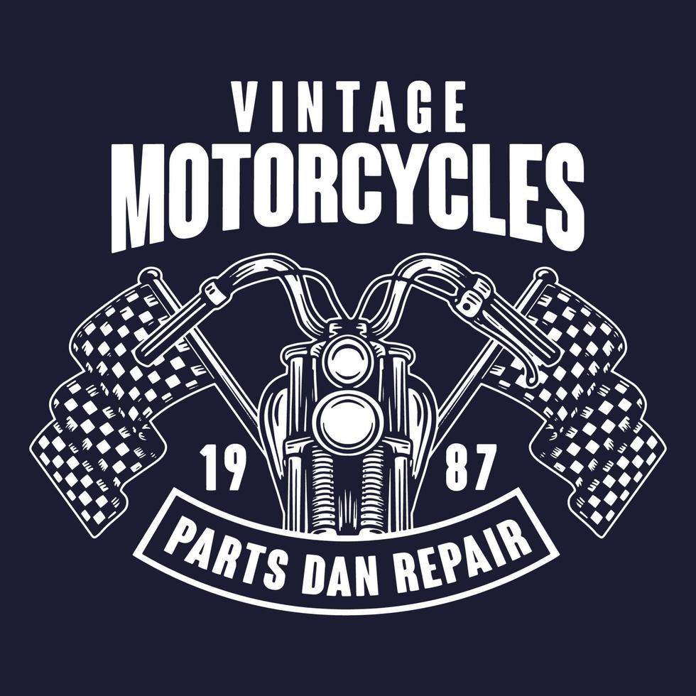 ilustração de motocicleta com emblema vintage vetor