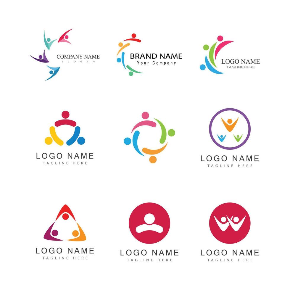 comunidade, rede e social logotipo pessoas Projeto vetor