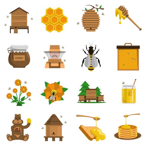 Conjunto de ícones de mel vetor
