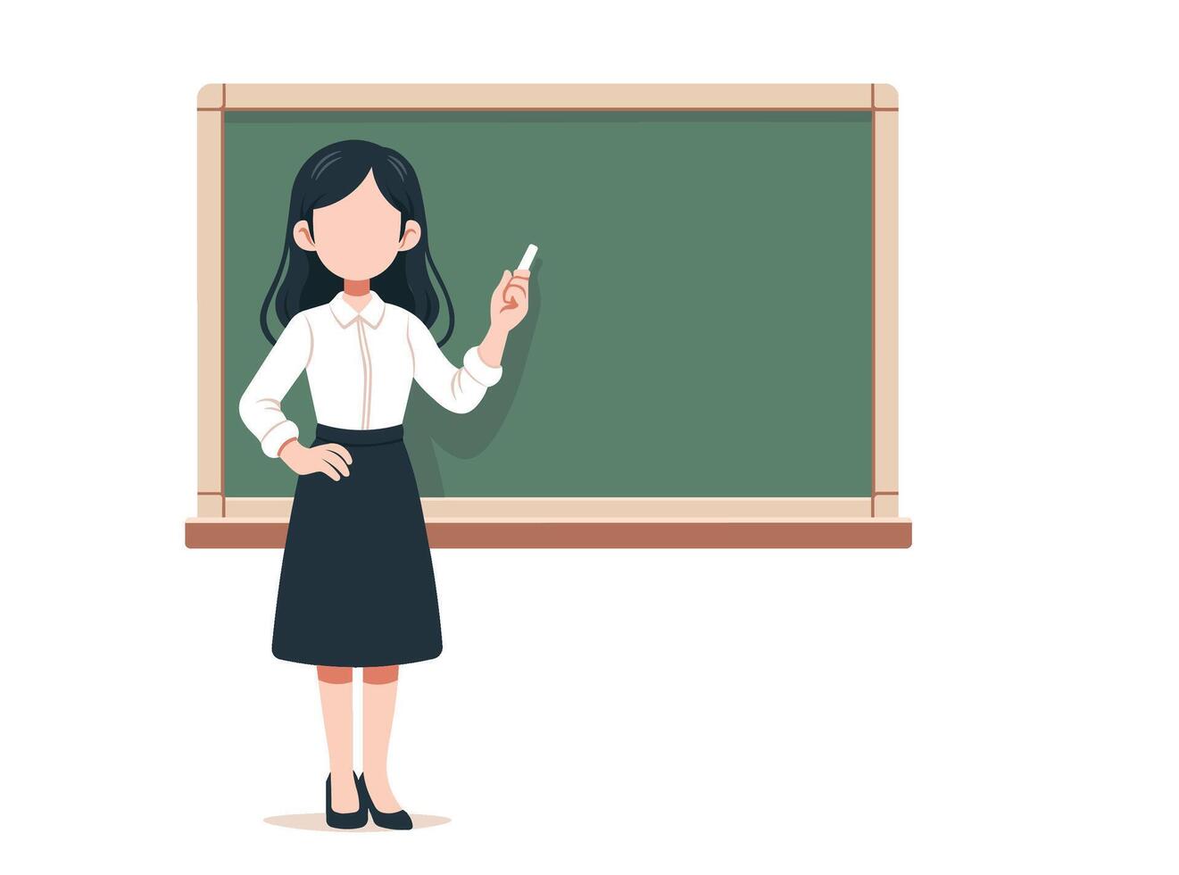 fêmea professor ensino com verde lousa, Educação gráfico do uma mulher professor vetor