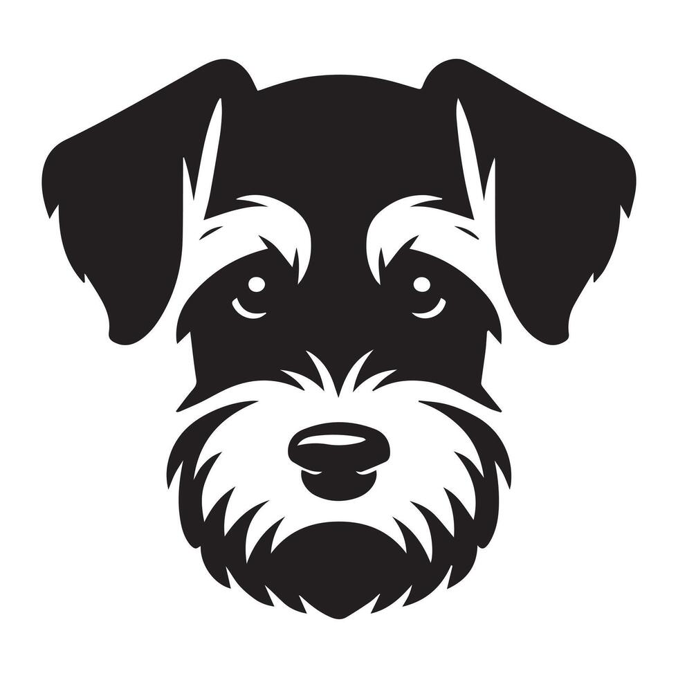 uma triste schnauzer cachorro face ilustração dentro Preto e branco vetor