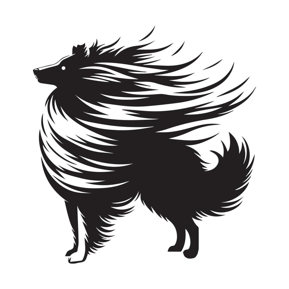 Shetland cão de guarda - uma Sheltie brisa dentro a pele ilustração dentro Preto e branco vetor