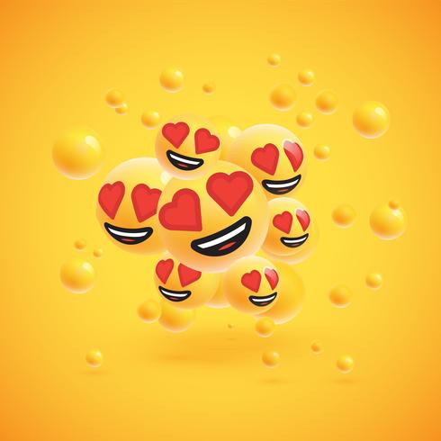 Grupo de emoticons amarelos altamente detalhados, ilustração vetorial vetor