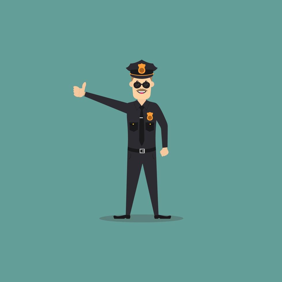 um policial de desenho animado que levanta o polegar vetor