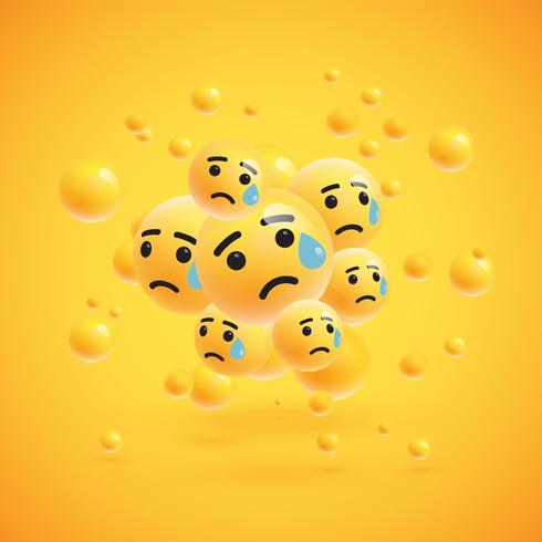 Grupo de emoticons amarelos altamente detalhados, ilustração vetorial vetor