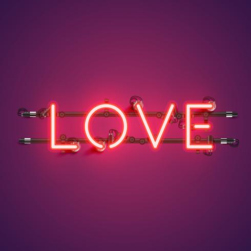 Neon palavra realista &#39;amor&#39; para publicidade, ilustração vetorial vetor