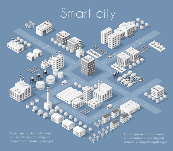 Conjunto de edifícios isométricos modernos vetor