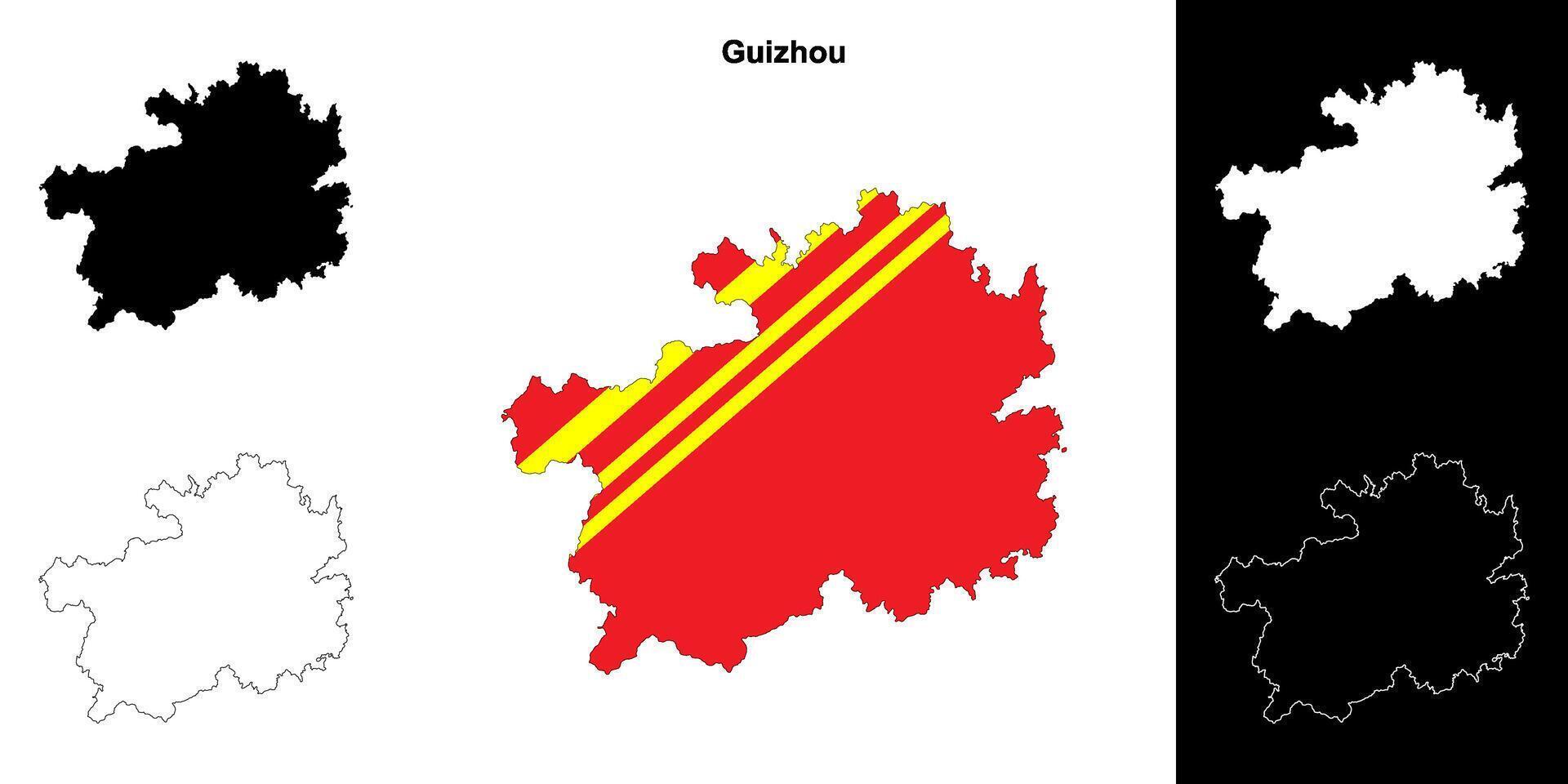 Guizhou província esboço mapa conjunto vetor