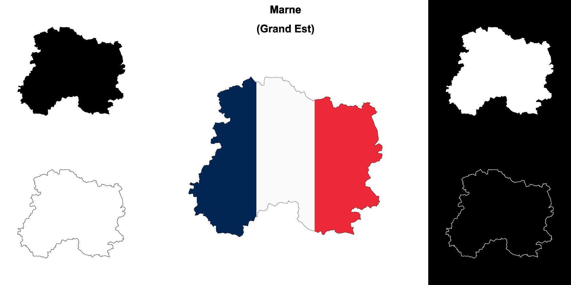 marne departamento esboço mapa conjunto vetor