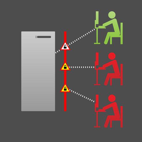 Segurança de computador de rede, pirataria e proteção Firewall Vector Illustration