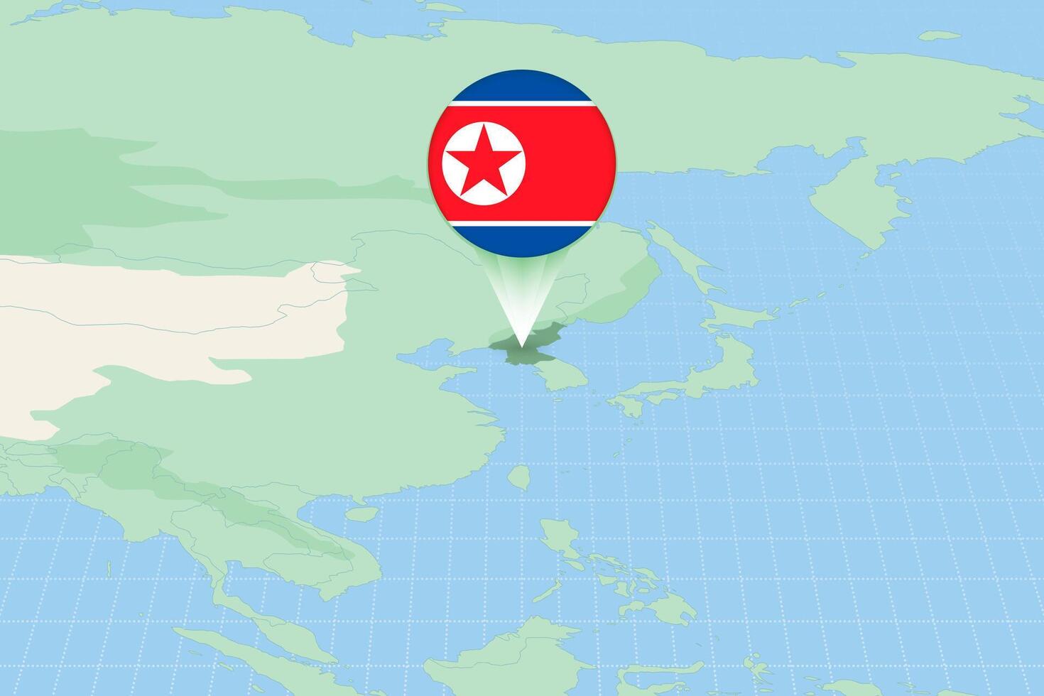 mapa ilustração do norte Coréia com a bandeira. cartográfico ilustração do norte Coréia e vizinho países. vetor