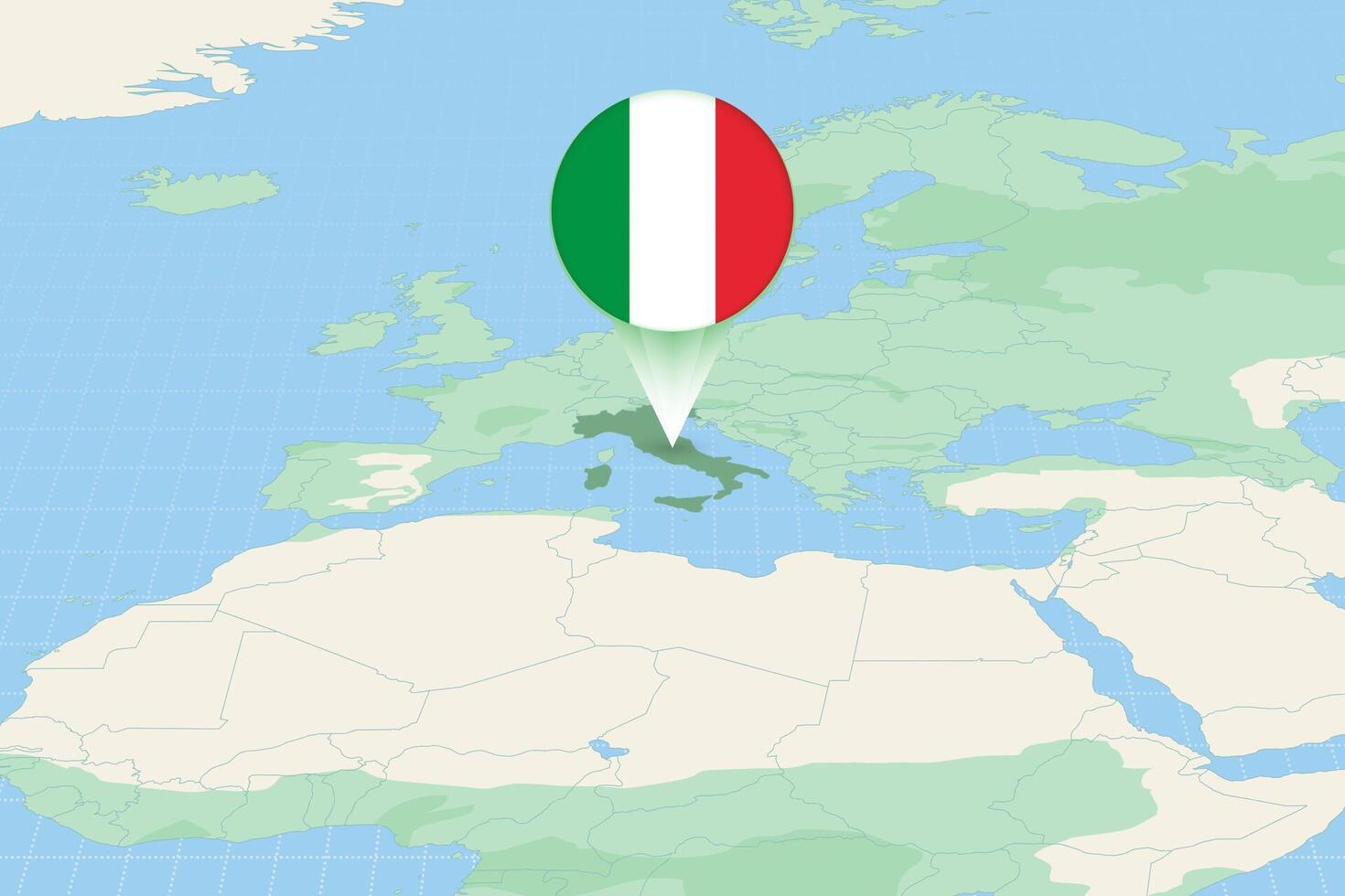 mapa ilustração do Itália com a bandeira. cartográfico ilustração do Itália e vizinho países. vetor