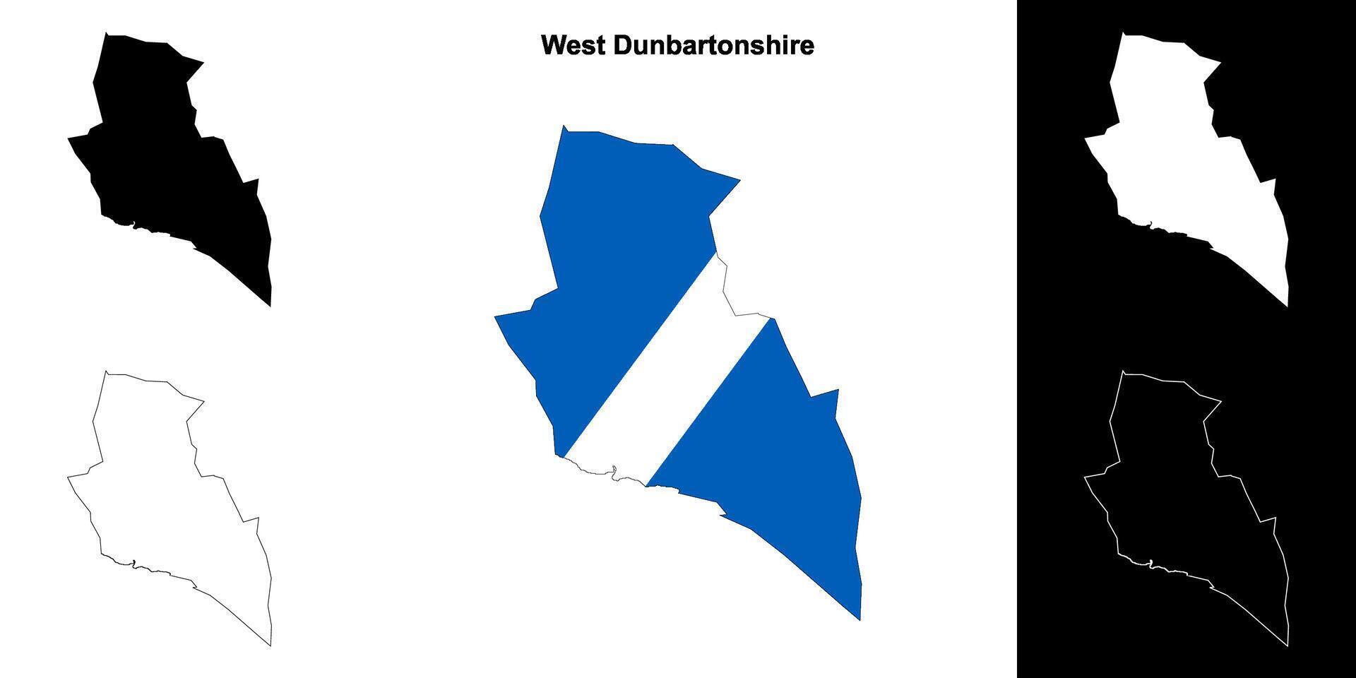 oeste Dunbartonshire em branco esboço mapa conjunto vetor