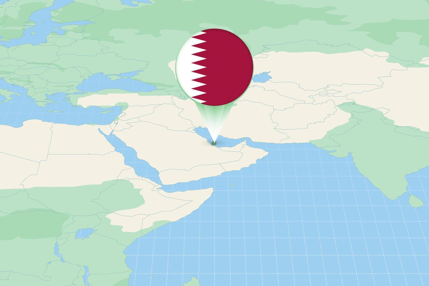 mapa ilustração do Catar com a bandeira. cartográfico ilustração do Catar e vizinho países. vetor