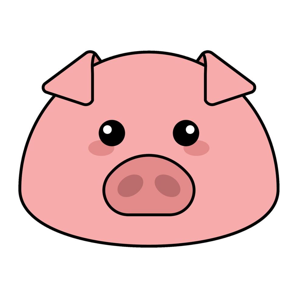 fofa kawaii porco emoji ícone vetor