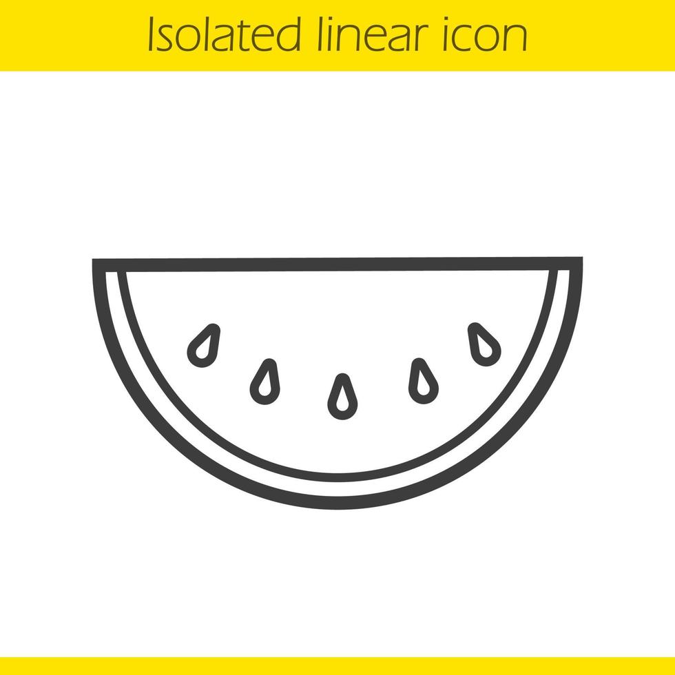 ícone linear de melancia. ilustração de linha fina. símbolo de contorno de fatia de melancia. desenho de contorno isolado de vetor