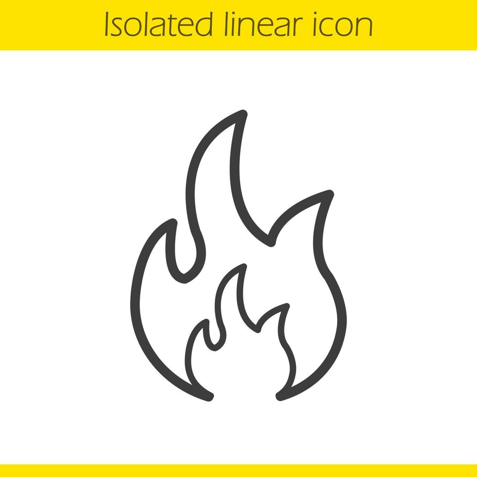 ícone linear de sinal inflamável. ilustração de linha fina. símbolo de contorno de fogo. desenho de contorno isolado de vetor