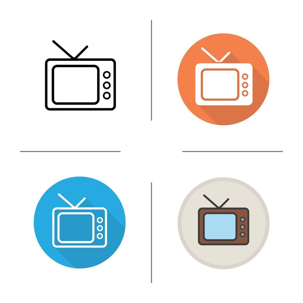 ícone do aparelho de TV. design plano, estilos lineares e de cores. televisão. ilustrações vetoriais isoladas vetor