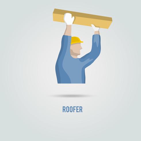 Roofer com ícone de madeira vetor