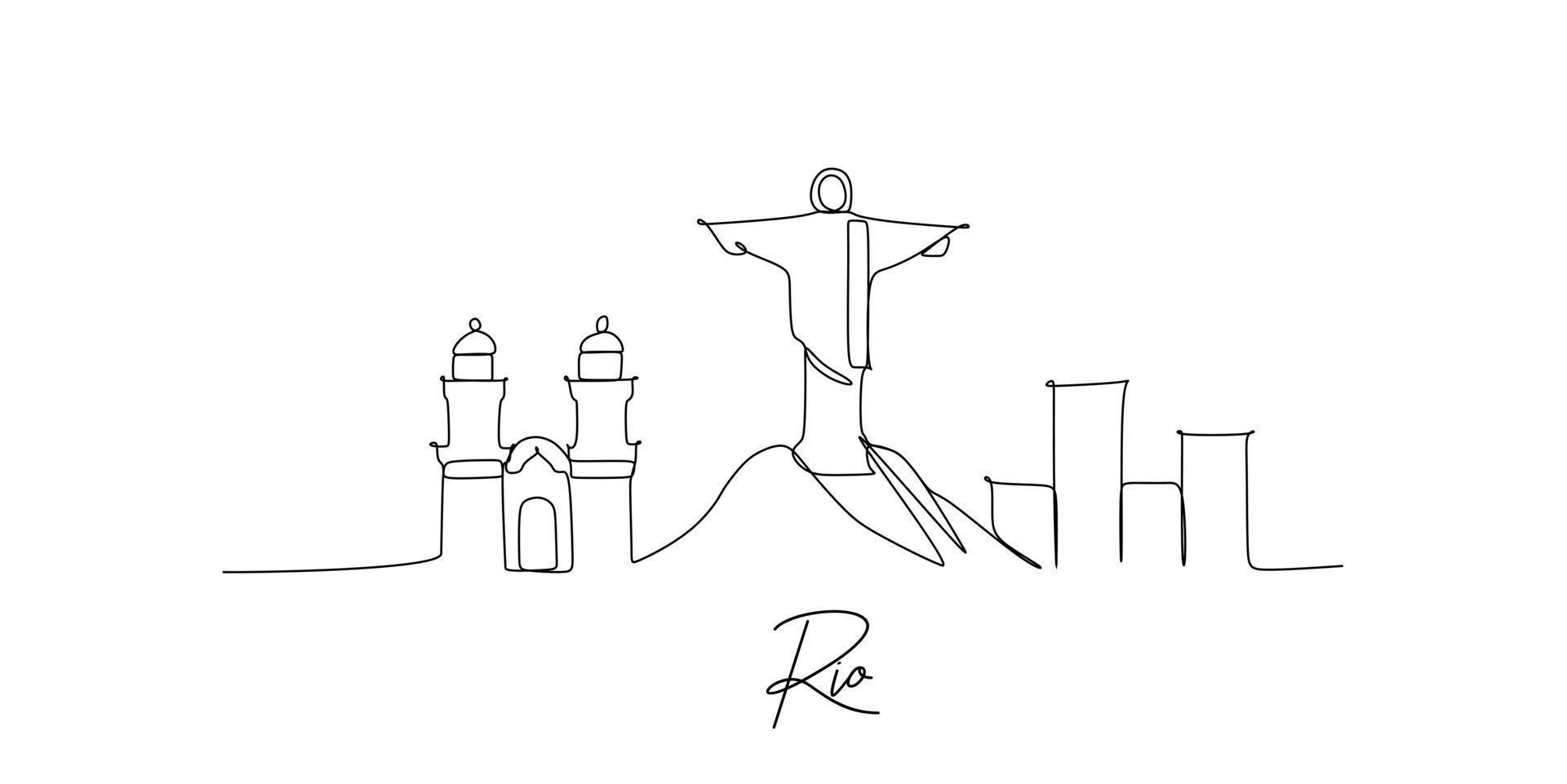 horizonte do rio brasil - desenho de uma linha contínua vetor