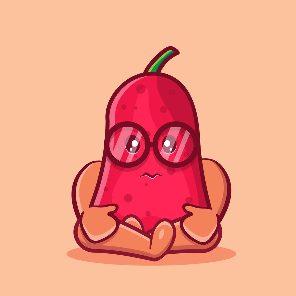 desenho animado isolado triste mascote da fruta do caju em estilo simples vetor